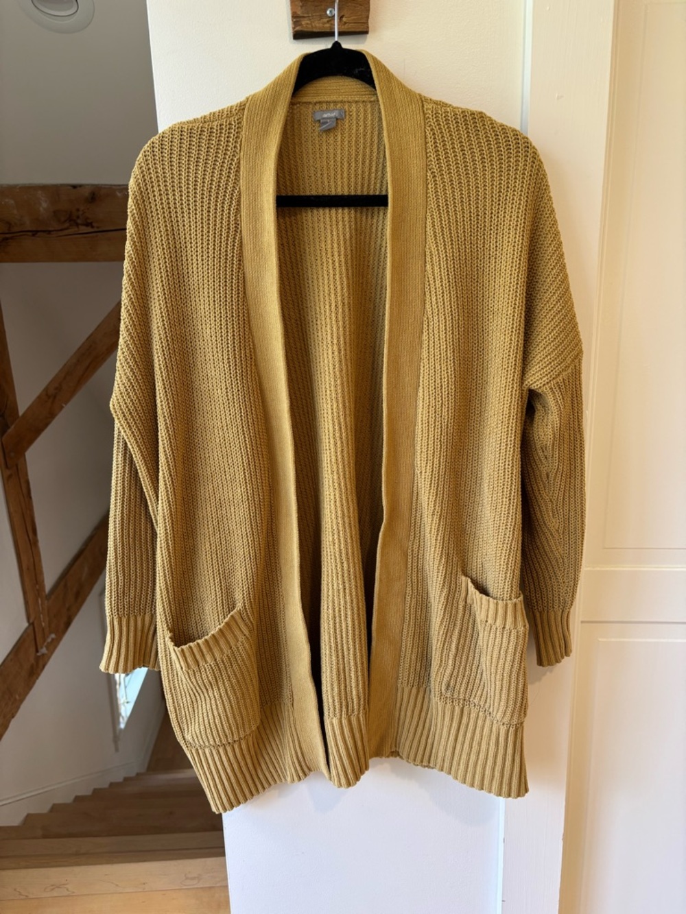 Women’s Aerie Mustard Open-Front Knit Cardigan, size Small